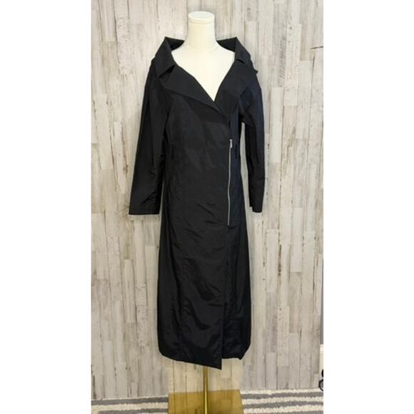 NWT Atelier & Other Stories Women's Black Trench Coat Size 6 Asymmetrical Zip - Picture 1 of 7